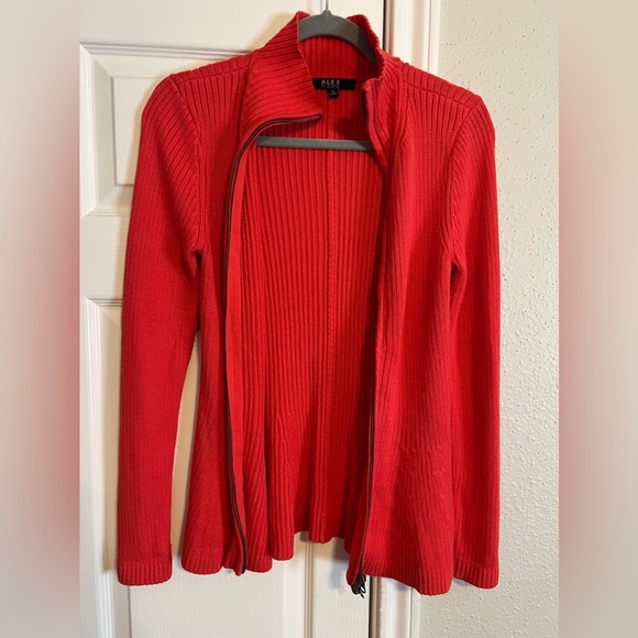 Alex Marie Knit Red Cardigan Zip Front Size S - Picture 6 of 7
